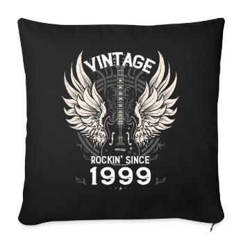  Vintage Rockin' Since 1999 – 26 Years of Rhythm - Sofa pillowcase 17,3'' x 17,3'' (45 x 45 cm) - black - Front