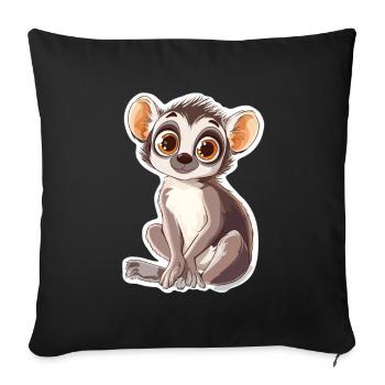 lemur - Sofa pillowcase 17,3'' x 17,3'' (45 x 45 cm) - black - Front