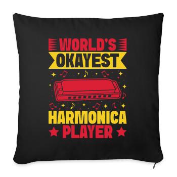 Funny Harmonica Player Okayest Harmonica - Sofakissenbezug 45 x 45 cm - Schwarz - Vorne