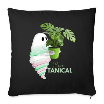 Tropischer Monstera und Glossy Zapfen - Sofakissenbezug 45 x 45 cm - Schwarz - Vorne