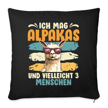 Alpaga J’AIME LES ALPAGAS ET PEUT-ÊTRE 3 PERSONNES - Housse de coussin décorative 45 x 45 cm - noir - Devant