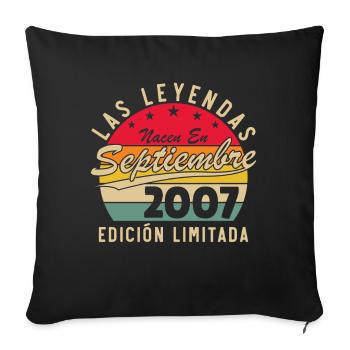 Septembre 2007 Vintage Cadeau d’anniversaire - Housse de coussin décorative 45 x 45 cm - noir - Devant