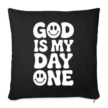 Dieu est mon premier jour – Faith Design - Housse de coussin décorative 45 x 45 cm - noir - Devant