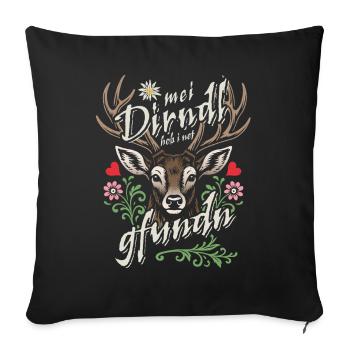 Mei Dirndl hob i net gfundn, Dirndl Ersatz, Tracht - Housse de coussin décorative 45 x 45 cm - noir - Devant