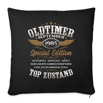 40th Birthday Gift Classic Car September 1985 - Sofa pillowcase 17,3'' x 17,3'' (45 x 45 cm) - black - Front