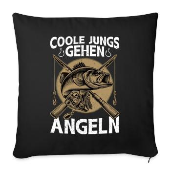 Cool Guys Walking Fishing Angler Fisherman - Sofa pillowcase 17,3'' x 17,3'' (45 x 45 cm) - black - Front
