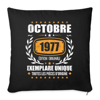 Vintage October 1977, October 1977 Retro Gift - Sofa pillowcase 17,3'' x 17,3'' (45 x 45 cm) - black - Front