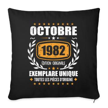 Vintage Octobre 1982, Cadeau Rétro Octobre 1982 - Housse de coussin décorative 45 x 45 cm - noir - Devant