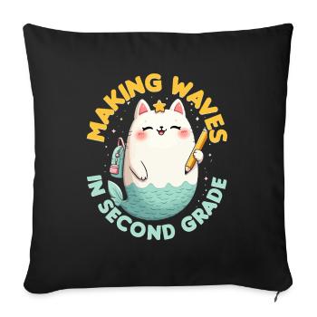 Sirène faisant des vagues en deuxième année - Housse de coussin décorative 45 x 45 cm - noir - Devant