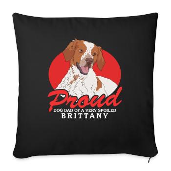 Brittany Dad Epagneul Breton Chien d’arrêt cadeau - Housse de coussin décorative 45 x 45 cm - noir - Devant