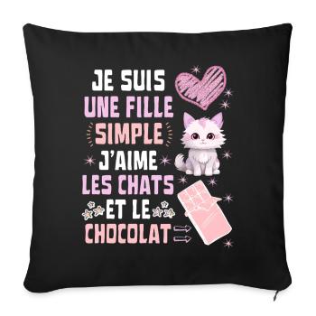 I'm a Simple Cats and Chocolate Girl - Sofa pillowcase 17,3'' x 17,3'' (45 x 45 cm) - black - Front