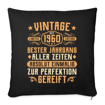 Vintage 1960 year of birth - 65th birthday - Sofa pillowcase 17,3'' x 17,3'' (45 x 45 cm) - black - Front