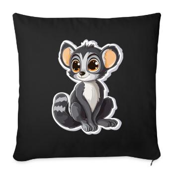lémurien - Housse de coussin décorative 45 x 45 cm - noir - Devant