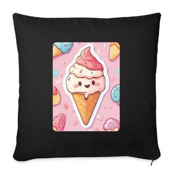 eiscreme - Sofa pillowcase 17,3'' x 17,3'' (45 x 45 cm) - black - Front