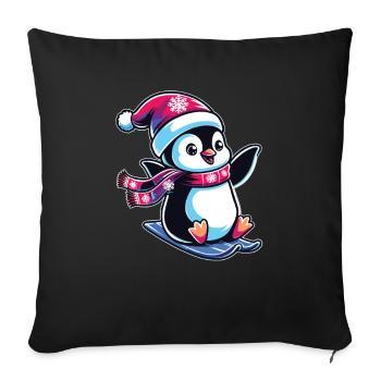Penguin Christmas Skiing Running Penguins - Sofa pillowcase 17,3'' x 17,3'' (45 x 45 cm) - black - Front