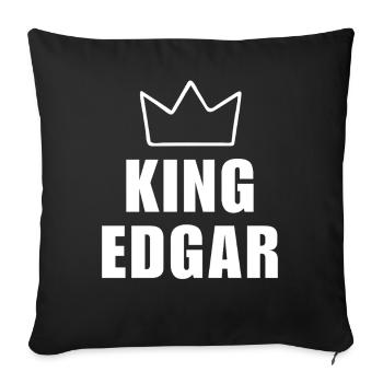 Edgar Name mit Buchstabe E - King Crown Shirt - Sofakissenbezug 45 x 45 cm - Schwarz - Vorne