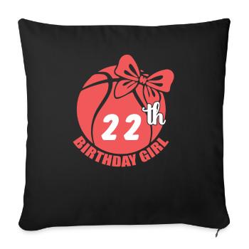 Basket-ball 22e anniversaire Basketteur - Housse de coussin décorative 45 x 45 cm - noir - Devant