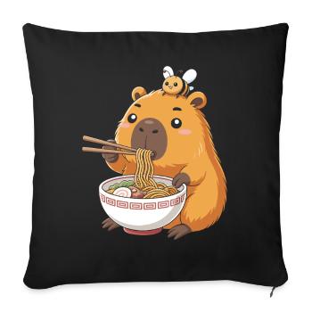 Capybara Ramen Bee Kawaii Anime Noodles Japan - Sofa pillowcase 17,3'' x 17,3'' (45 x 45 cm) - black - Front