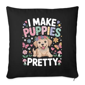 Toiletteur pour chiens Je rends les chiots jolis Je fais - Housse de coussin décorative 45 x 45 cm - noir - Devant