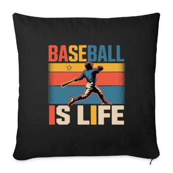 Baseball Is Life Retro Vintage Batsman Fan - Sofa pillowcase 17,3'' x 17,3'' (45 x 45 cm) - black - Front