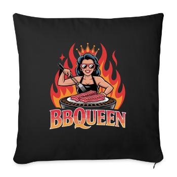  BBQUEEN Grill Königin Mit Krone Flammen Und - Sofakissenbezug 45 x 45 cm - Schwarz - Vorne