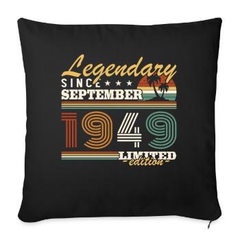 September 1949 Vintage Anniversary Gift - Sofa pillowcase 17,3'' x 17,3'' (45 x 45 cm) - black - Front