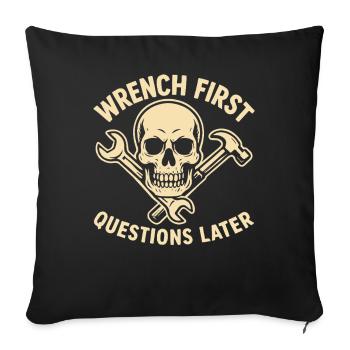 First screw then ask mechanic humor - Sofa pillowcase 17,3'' x 17,3'' (45 x 45 cm) - black - Front
