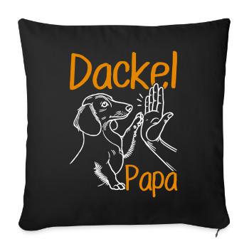 Teckel Papa Chien Motif Drôle Fête des Pères Teckel - Housse de coussin décorative 45 x 45 cm - noir - Devant