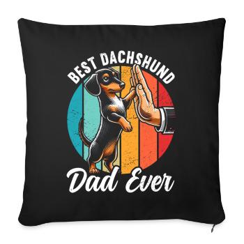 Meilleur papa teckel de tous les temps Dackel Papa Teckel - Housse de coussin décorative 45 x 45 cm - noir - Devant