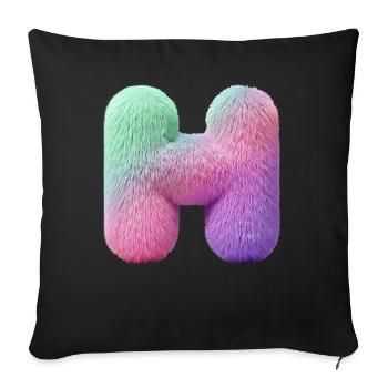 Letter H in pastel fur look and color gradient - Sofa pillowcase 17,3'' x 17,3'' (45 x 45 cm) - black - Front
