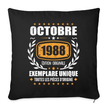 Vintage October 1988, October 1988 Retro Gift - Sofa pillowcase 17,3'' x 17,3'' (45 x 45 cm) - black - Front