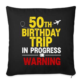 T-shirt « Voyage en cours » pour mon 50e anniversaire - Housse de coussin décorative 45 x 45 cm - noir - Devant