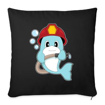 dauphin pompier tuyau d'incendie pompiers - Housse de coussin décorative 45 x 45 cm - noir - Devant