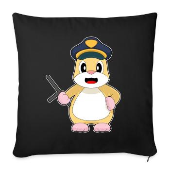 Hamster Policier Bâton Police - Housse de coussin décorative 45 x 45 cm - noir - Devant