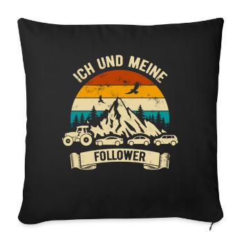 Moi et mes abonnés - tracteur - embouteillage - Housse de coussin décorative 45 x 45 cm - noir - Devant