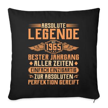 60e anniversaire - Légende depuis 1965 - Housse de coussin décorative 45 x 45 cm - noir - Devant
