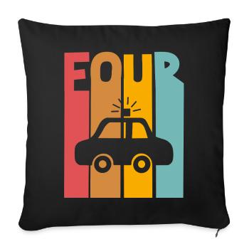 4th birthday police - Sofa pillowcase 17,3'' x 17,3'' (45 x 45 cm) - black - Front