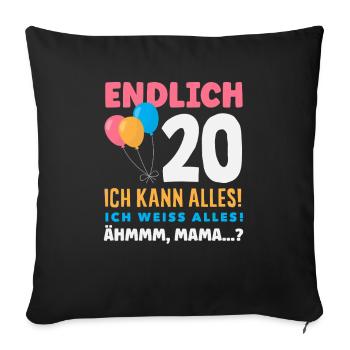 Funny 20th Birthday Gift - Sofa pillowcase 17,3'' x 17,3'' (45 x 45 cm) - black - Front