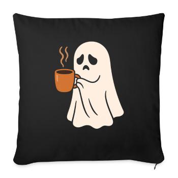 Scary ghost with coffee cup - Sofa pillowcase 17,3'' x 17,3'' (45 x 45 cm) - black - Front