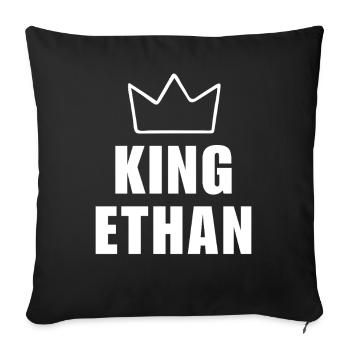 Ethan Name mit Buchstabe E - King Crown Shirt - Sofakissenbezug 45 x 45 cm - Schwarz - Vorne