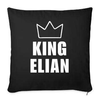 Nom d'Elian avec la lettre E - T-shirt King Crown - Housse de coussin décorative 45 x 45 cm - noir - Devant