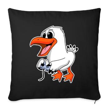 Cartoon seagull playing - Gamer North Sea - Sofa pillowcase 17,3'' x 17,3'' (45 x 45 cm) - black - Front