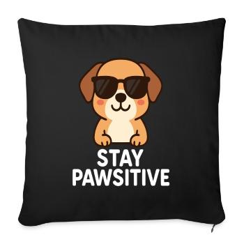 Chien mignon avec des lunettes de soleil et une police amusante - Housse de coussin décorative 45 x 45 cm - noir - Devant