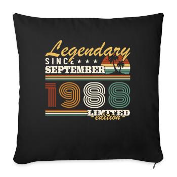 September 1988 Vintage Birthday Gift - Sofa pillowcase 17,3'' x 17,3'' (45 x 45 cm) - black - Front