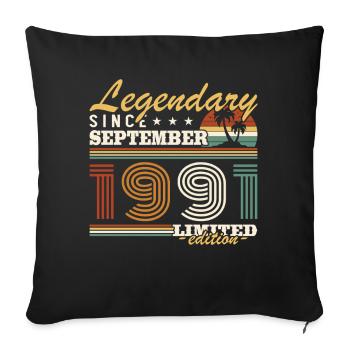 September 1991 Vintage Birthday Gift - Sofa pillowcase 17,3'' x 17,3'' (45 x 45 cm) - black - Front
