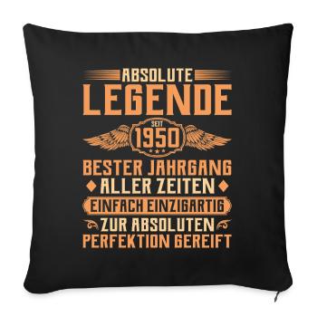 75e anniversaire - Légende depuis 1950 - Housse de coussin décorative 45 x 45 cm - noir - Devant