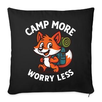 Camp More Worry Less Fuchs Design - Sofakissenbezug 45 x 45 cm - Schwarz - Vorne