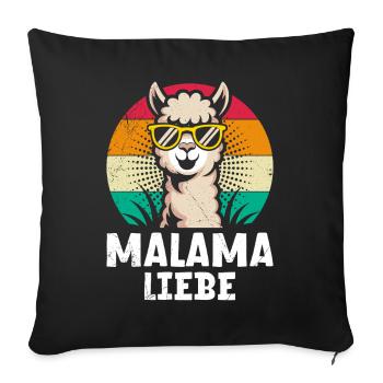 Bientôt maman MALAMA LOVE Rétro Drôle - Housse de coussin décorative 45 x 45 cm - noir - Devant