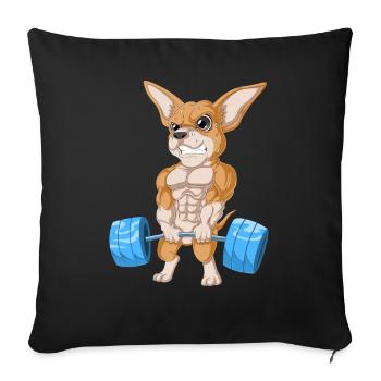 Chihuahua Weightlifting - Sofa pillowcase 17,3'' x 17,3'' (45 x 45 cm) - black - Front