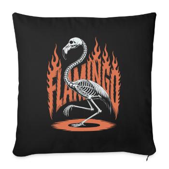 Flamingo Flames Skeleton Halloween - Sofa pillowcase 17,3'' x 17,3'' (45 x 45 cm) - black - Front